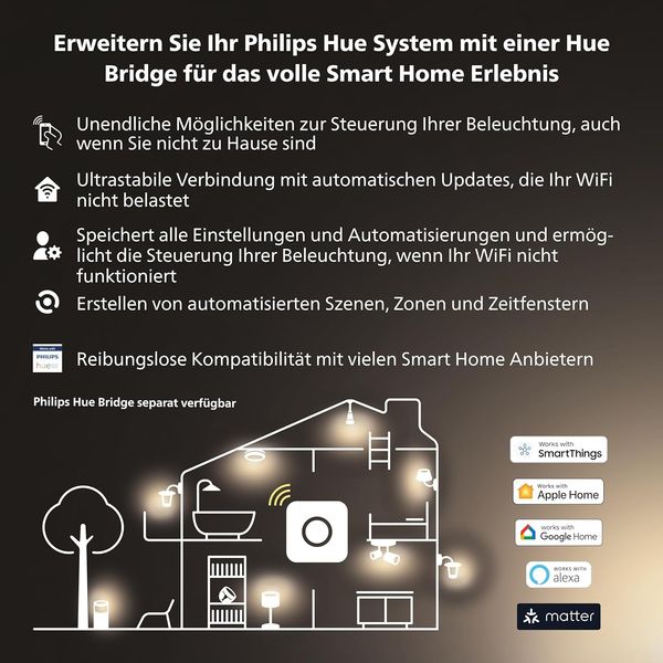 Умная светодиодная лампа Philips Hue 250 lm, регулировка яркости, белый 1214 фото