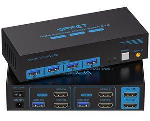 HDMI KVM свитч 2 монитора 2 компьютера 4K USB 3.0 M3849 фото