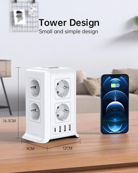 Подовжувач із заземленням 6 розеток Sameriver Multifunctional Power Strip ZYC03 з 4 USB Т1325 фото