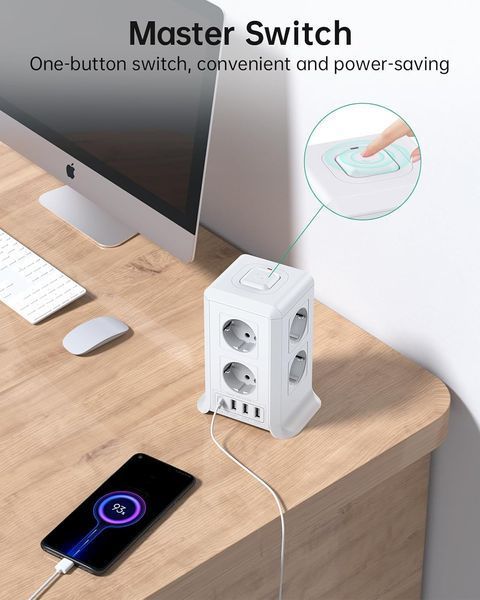 Подовжувач із заземленням 6 розеток Sameriver Multifunctional Power Strip ZYC03 з 4 USB Т1325 фото