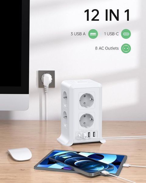 Подовжувач із заземленням 6 розеток Sameriver Multifunctional Power Strip ZYC03 з 4 USB Т1325 фото