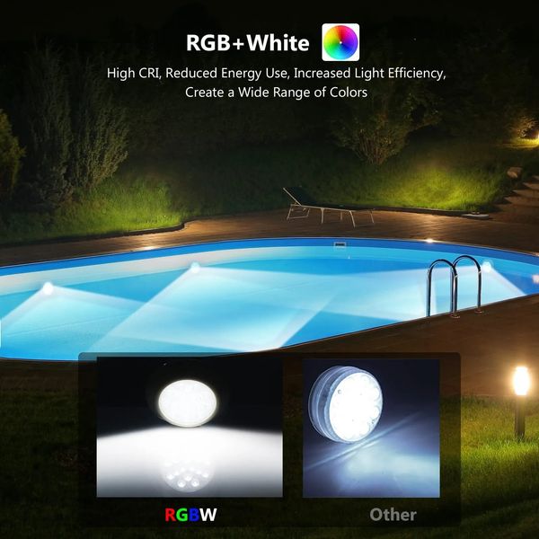 Безпровідні світлодіодні RGB ліхтарі 2 шт. для басейну LyLmLe 5,9" з Li-On з батареєю 3000 мАг, білий 0400 фото