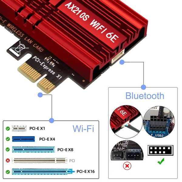 Сетевая карта SYONCON Intel AX210 PCI-E 5374Mbps WiFi 6E AX 6Ghz + Bluetooth 5.2 0709 фото