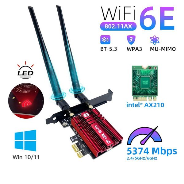 Сетевая карта SYONCON Intel AX210 PCI-E 5374Mbps WiFi 6E AX 6Ghz + Bluetooth 5.2 0709 фото