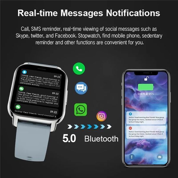 Смарт-годинник P66 Bluetooth Call, водонепроникний 1,85-дюймовий, синій 0023 фото