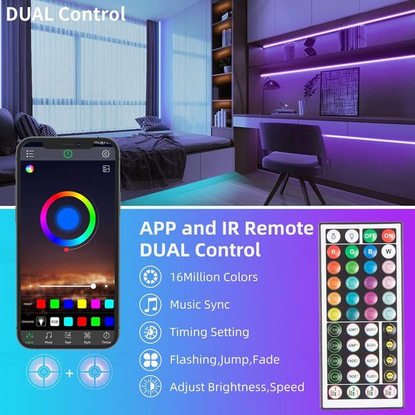 Светодиодная RGB лента с Bluetooth и пультом Smart App 30 м 1691 фото