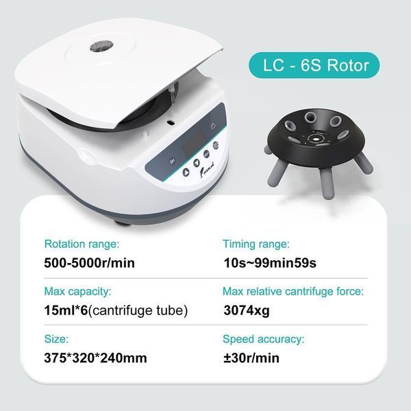 Цифрова лабораторна центрифуга JOANLAB LC-6S RCF 3074xg T1646 фото