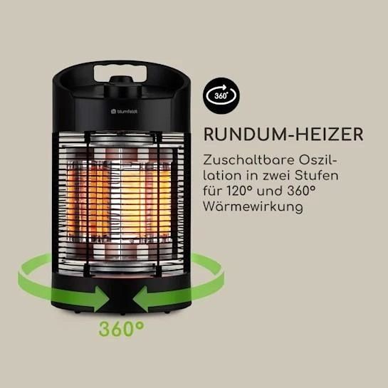 Міні інфрачервоний обігрівач Blumfeldt Heat Guru 360 Mini 700W, чорний (10035506) 10035506 фото