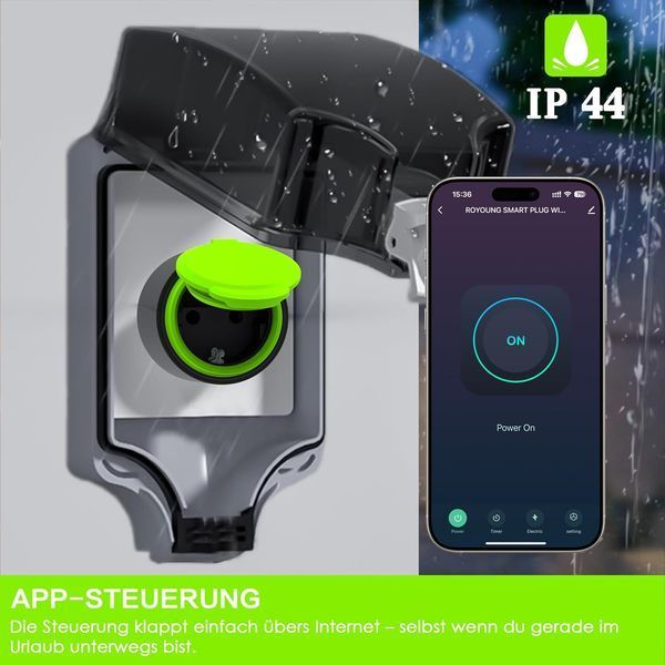 Розумна розетка WiFi 2,4 ГГц 16 А ROYOUNG IP44 T2228 фото