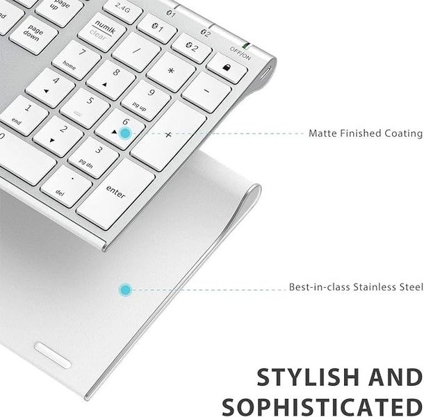 Беспроводная ультратонкая клавиатура iClever IC-DK03 Bluetooth 4,2 + 2,4G для Mac, iPad, Windows 0210 фото