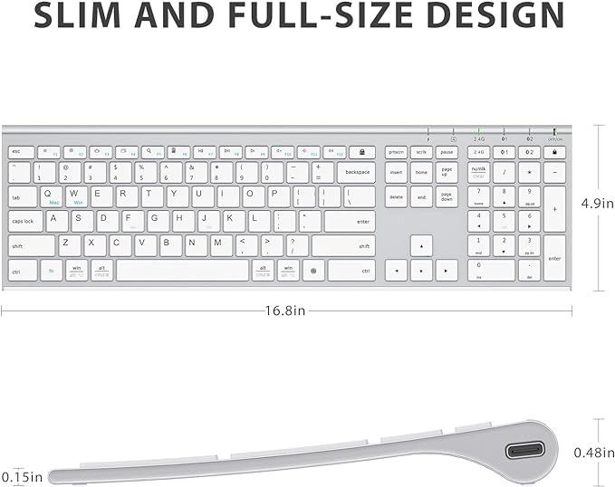 Бездротова ультратонка клавіатура iClever IC-DK03 Bluetooth 4,2 + 2,4G для Mac, iPad, Windows 0210 фото