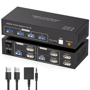 KVM переключатель USB 3.0 HDMI Dual Monitor на 2 ПК и 2 монитора 4K 60Hz T2722-1 фото