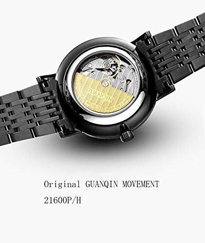 Механічний чоловічий годинник Guanqin Date Analog з автоматичним заводом і сталевим ремінцем, рожеве золото 0361 фото