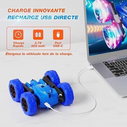 Трюковая машинка на радиоуправлении MaxTronic K02 Direct Charge 4WD Light Blue T3229 фото