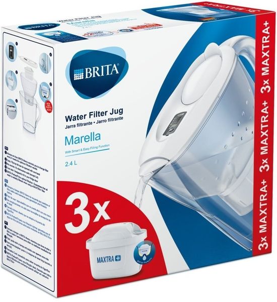 Фільтр-кувшин Brita Marella Memo + 3 картриджі 2.4 л (1.4 л очищеної води), білий 1411 фото