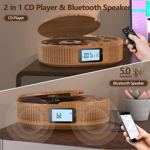 Портативный CD-плеер Arafuna 2211T-05 с Bluetooth динамиками и FM-радио (Log) M3329 фото