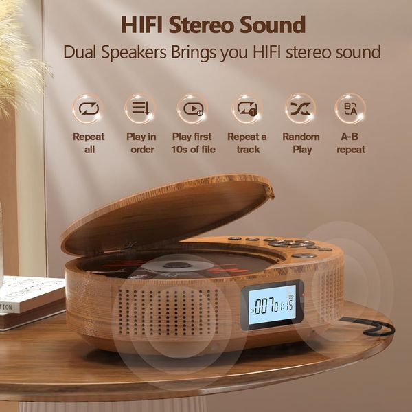 Портативный CD-плеер Arafuna 2211T-05 с Bluetooth динамиками и FM-радио (Log) M3329 фото