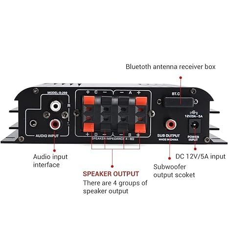 Аудіопідсилювач звуку Suacopzar S299 Max1200W Bluetooth з USB, SD, порт TF Card, пульт керування 0112 фото