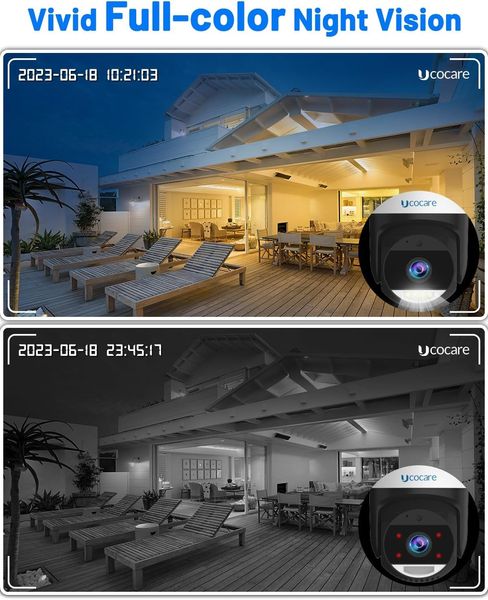 Внешняя камера видеонаблюдения WiFi 5 МП, 32G, 360° UCOCARE, цветное ночное видение 0455 фото