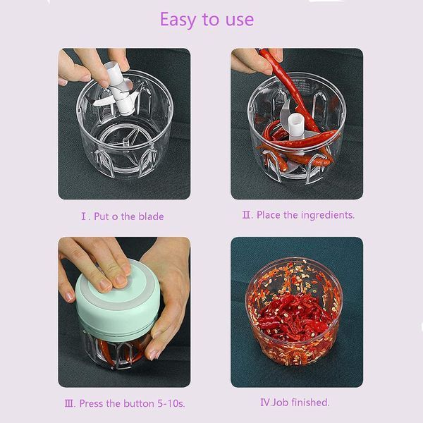 Акумуляторний мініподрібнювач Namuai Electric Mini Food Chopper (250 мл + 100 мл) Green T3528 фото