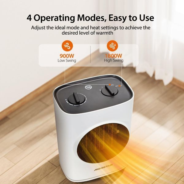 Настільний електричний обігрівач Aigostar 1800 Вт з функцією OSC T0486 фото
