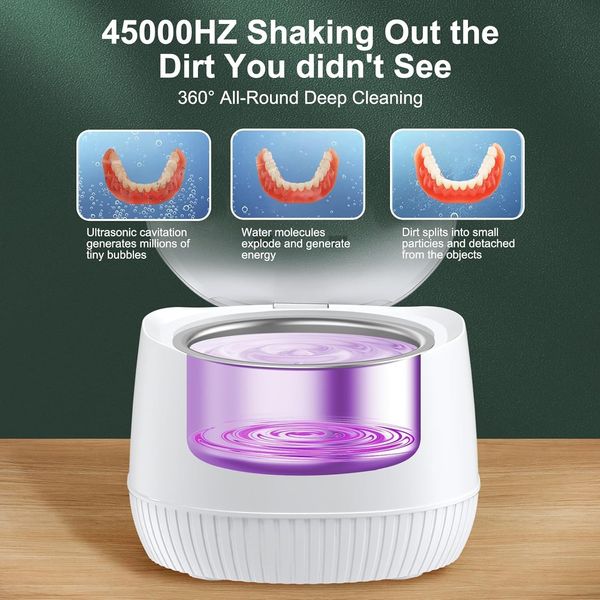 Ультразвуковой УФ-очиститель для зубных протезов, капы, элайнера, ювелирных изделий AUSSNICE 1217 фото