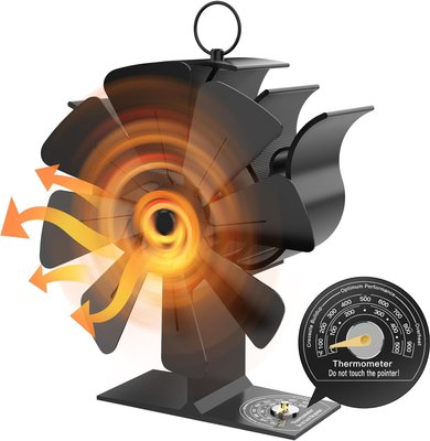 Каминный вентилятор, 8-лопастный вентилятор для камина, печи с магнитным термометром 1487 фото