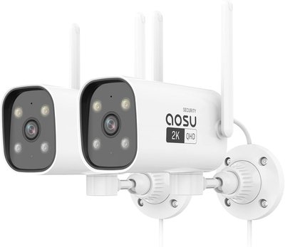 Камера відеоспостереження 2 шт. AOSU 2K Outdoor із кольоровим нічним баченням, 2-стороннє аудіо, 2,4/5 ГГц Wi-Fi, білий 0402 фото