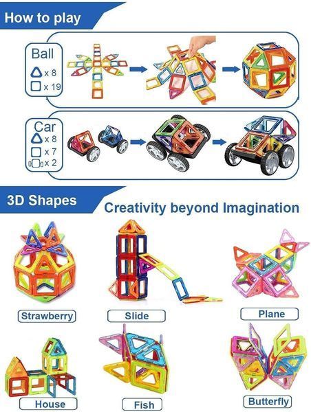 Дитячий магнітний 3D конструктор Condis 95 елементів T0237 фото