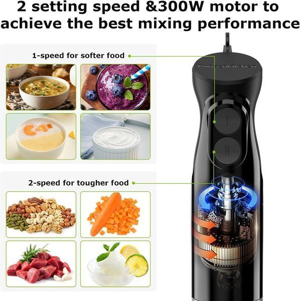 Ручний блендер Bonsenkitchen HB3201 з 2 швидкостями T0487 фото