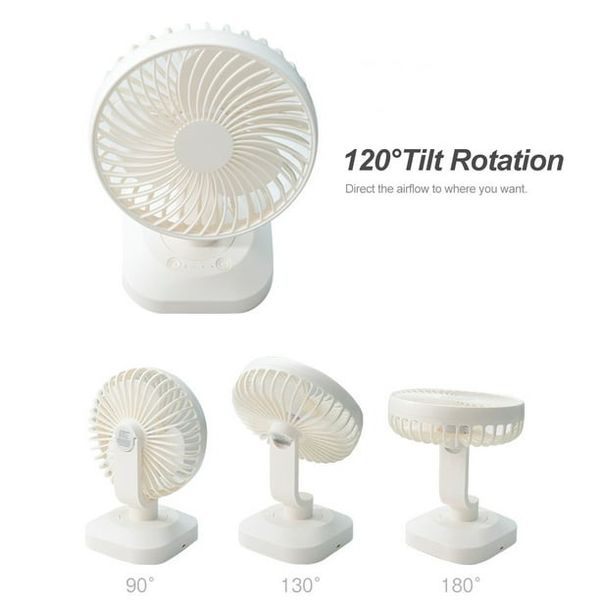 Портативний вентилятор 1200 мАг для подорожей, кемпінгу, офісу, дому, білий 0026 фото