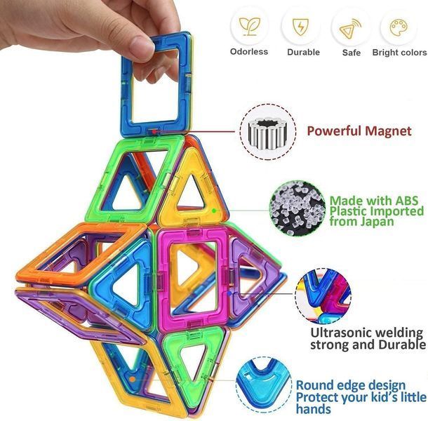 Дитячий магнітний 3D конструктор Condis 95 елементів T0237 фото