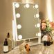 Косметическое зеркало для макияжа 25х30 см с подсветкой Hansong Hollywood 9 лампочек DC117-2, белое 0113 фото 3
