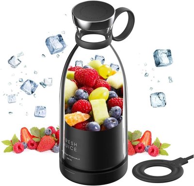 Портативний блендер Mini Juicer, пляшка для смузі 350 мл, USB чорний 1155-1 фото