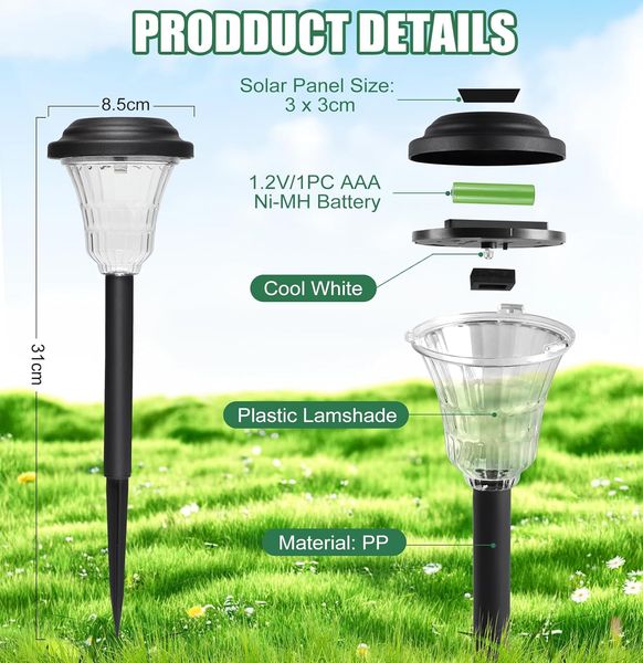 Водонепроникне освітлення доріжок Opard Solar Lights Outdoor Garden 1729 фото