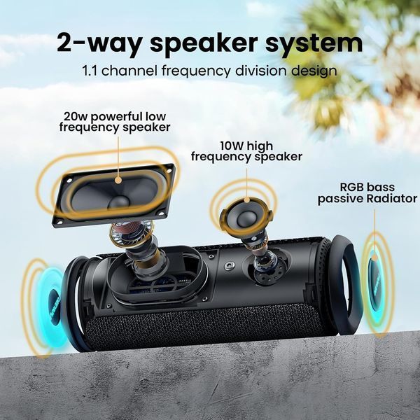 Водонепроницаемая портативная Bluetooth-колонка Deeyaple P1S 30 Вт T0151 фото