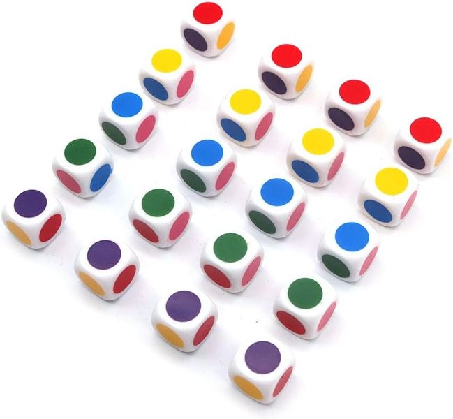 Цветные точечные игральные кости (кубики) 16 мм 20шт для изучения цветов 0879 фото