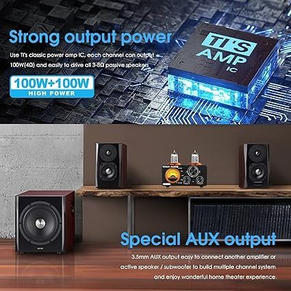 2-канальний ламповий Bluetooth-стереопідсилювач Douk Audio ST-01 PRO 200 Вт 0154 фото