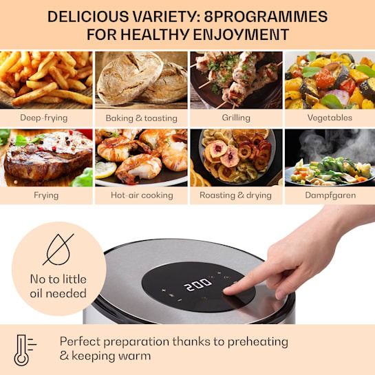 Фритюрниця з гарячим повітрям Klarstein Crisp-Pro Air Fryer 1500 Вт, сріблястий (10041145) 10041145 фото