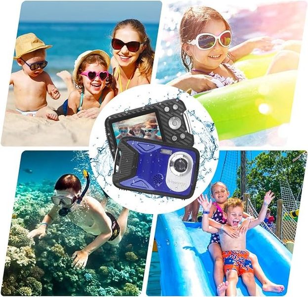 Водонепроникна цифрова камера Heegomn для дітей, Full HD, 8х зум, 16Мп (синій) 0118 фото