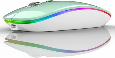 Бездротова світлодіодна миша Uiosmuph USB 2,4G з адаптером типу C (м'ятно-зелений) 1172 фото