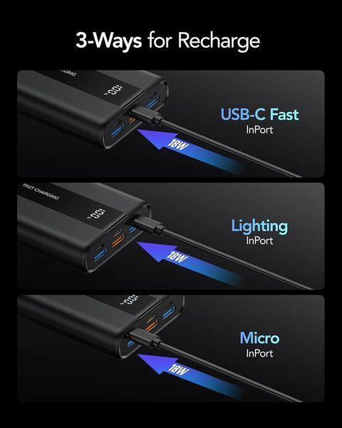 Портативное зарядное устройство с быстрой зарядкой USB C 22,5 Вт, T1724 фото