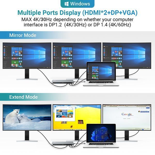 Док-станция USB-C 14-в-1 для ноутбуков Apple MacBook, HP, Dell, Surface и Huawei MT4004 фото