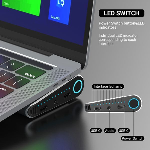 Док-станция USB-C 14-в-1 для ноутбуков Apple MacBook, HP, Dell, Surface и Huawei MT4004 фото
