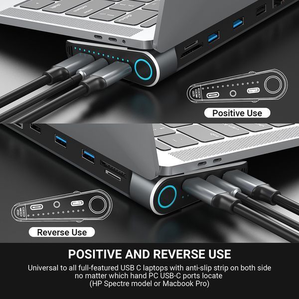 Док-станция USB-C 14-в-1 для ноутбуков Apple MacBook, HP, Dell, Surface и Huawei MT4004 фото