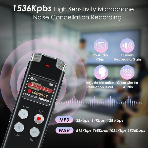 Цифровой диктофон с функцией записи и воспроизведения EVISTR L357 USB 128 ГБ T2445 фото