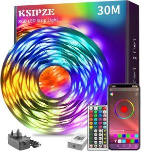 Светодиодная лента KSIPZE RGB 30 м (2х15 м) с Bluetooth и пультом управления T3434 фото
