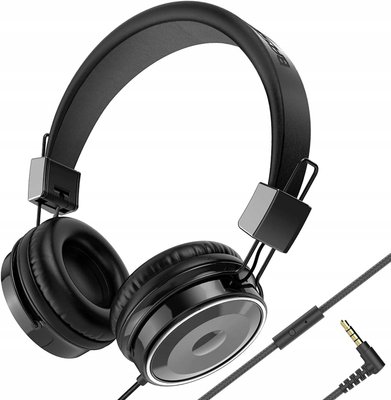 Дротові навушники BASEMAN B1 чорні - складні та легкі з мікрофоном 0156 фото