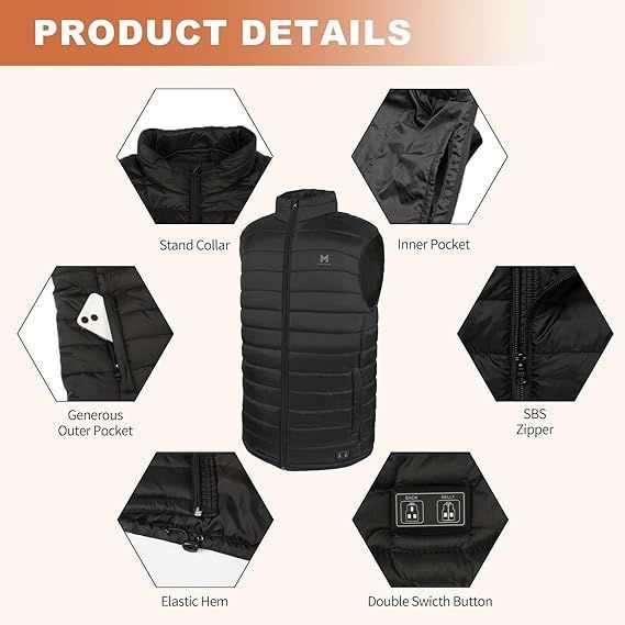 Жилет з підігрівом MRAWARM Unisex Vest-plst від USB Black (Розмір S) M2939 фото