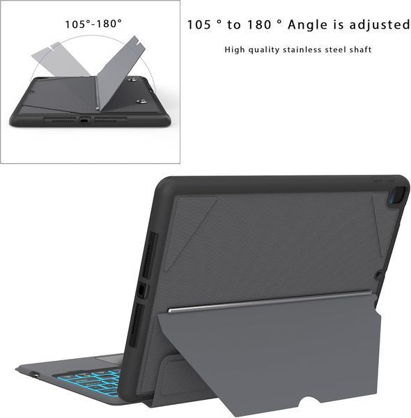 Чехол-клавиатура ROOFEI для iPad 10.2 (9/8/7 Gen) с тачпадом и RGB подсветкой Black T3534 фото